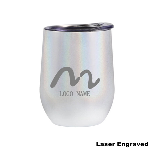 12 oz Glitter Sublimation Stainless Steel Wine Glass Tumbler