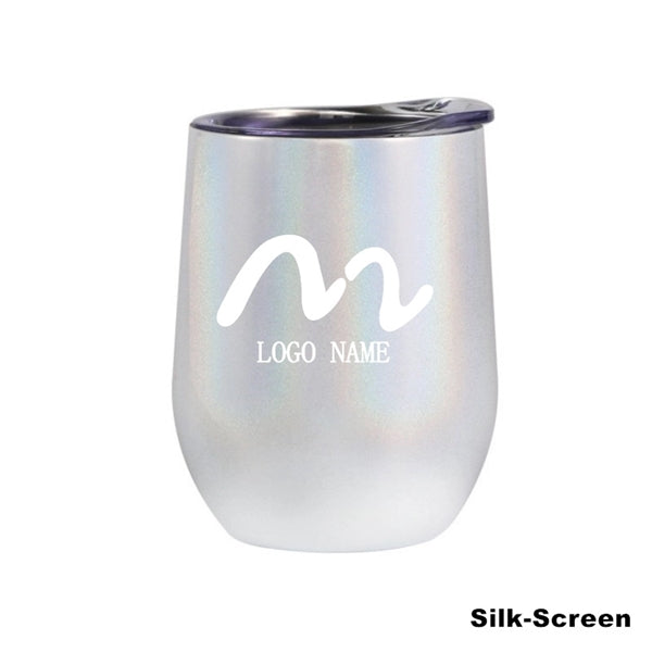 12 oz Glitter Sublimation Stainless Steel Wine Glass Tumbler