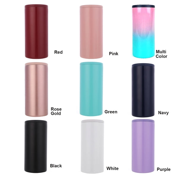 12oz Vacuum Insulated Skinny Can Cooler for Slim Beer