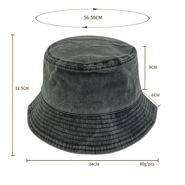 Outdoor Washed Cotton Bucket Hat Packable Fisherman Cap