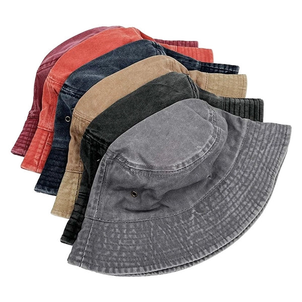 Outdoor Washed Cotton Bucket Hat Packable Fisherman Cap