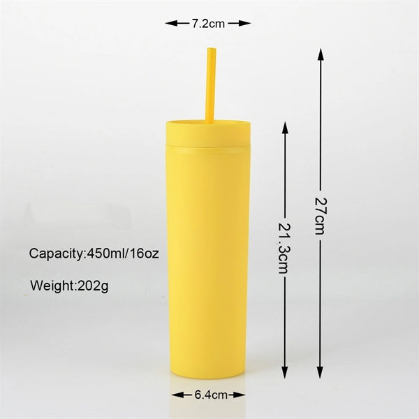 16oz Skinny Tumbler With Lids and Straw