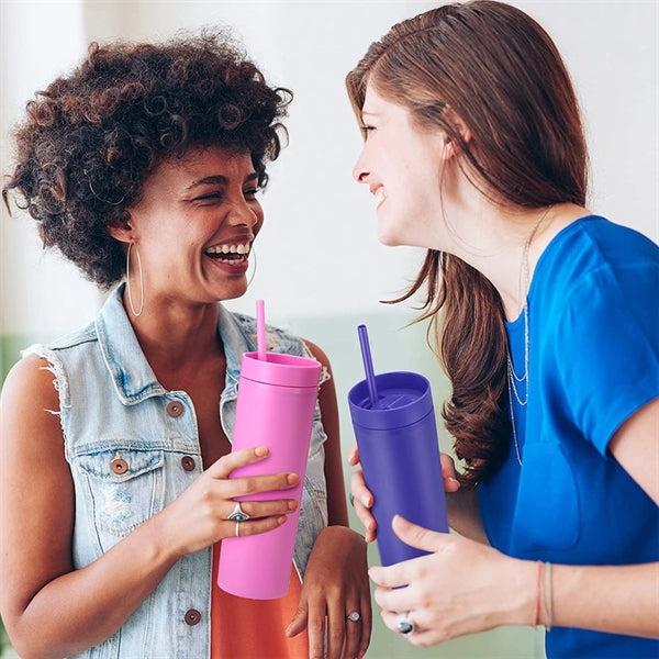 16oz Skinny Tumbler With Lids and Straw
