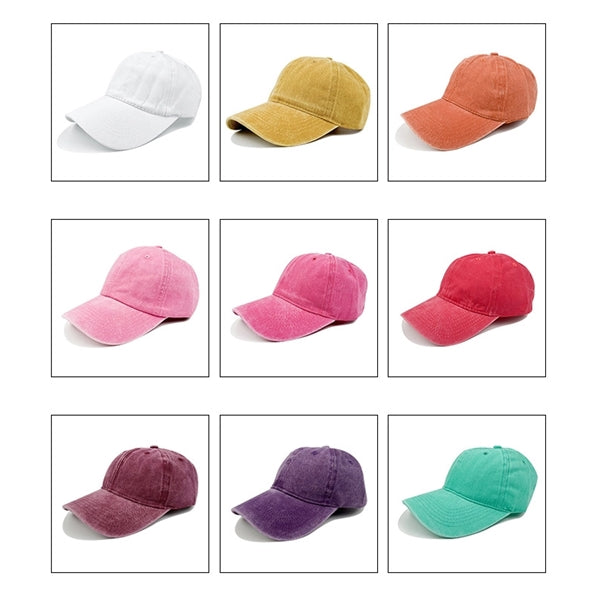 Adjustable Washed Denim Twill Baseball Cap Plain Dad Hat