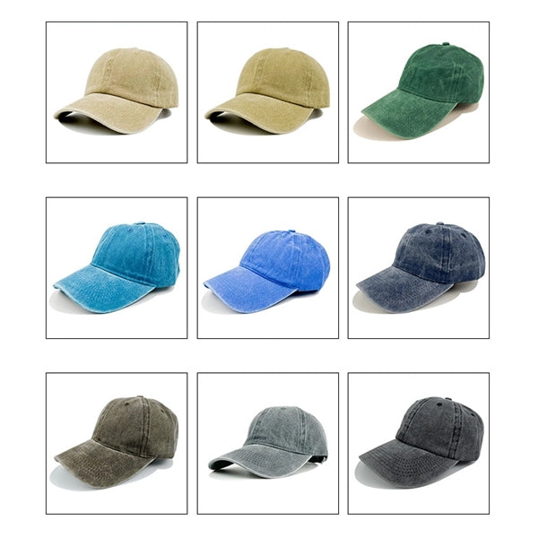 Adjustable Washed Denim Twill Baseball Cap Plain Dad Hat