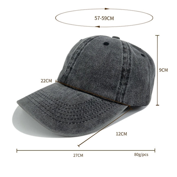 Adjustable Washed Denim Twill Baseball Cap Plain Dad Hat