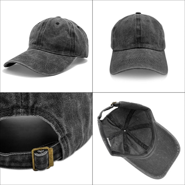 Adjustable Washed Denim Twill Baseball Cap Plain Dad Hat