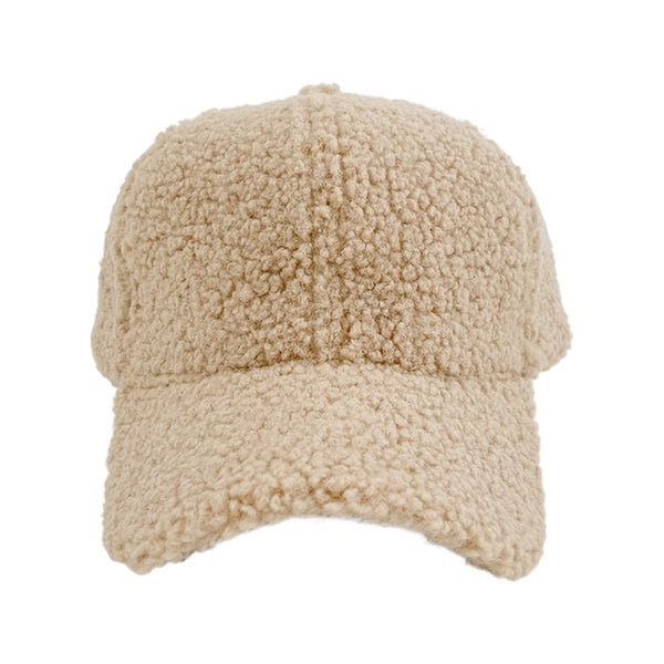 Outdoor Fuzzy Faux Fur Baseball Cap Sherpa Lamb Wool Dad Hat