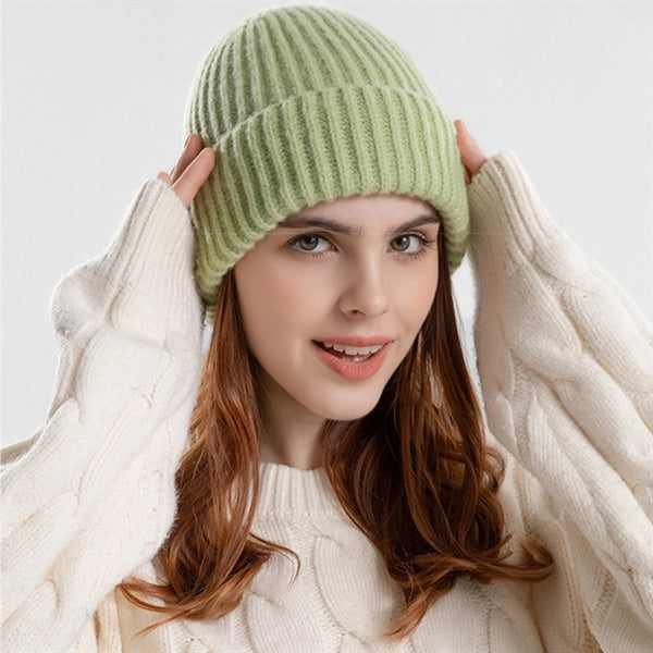 Slouchy Knit Ribbed Beanie Soft Stretch Hat Cuffed Skull Cap