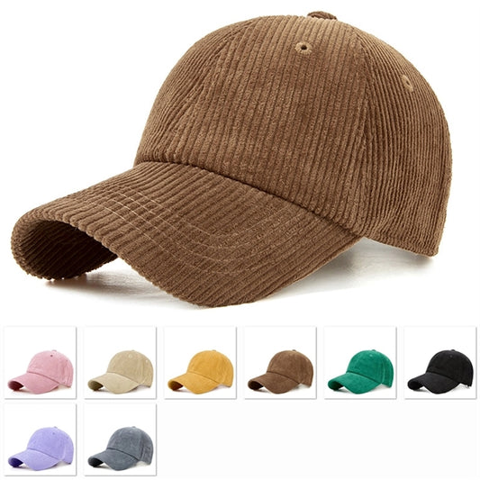 Vintage Corduroy Plain Baseball Cap With Adjustable Strap