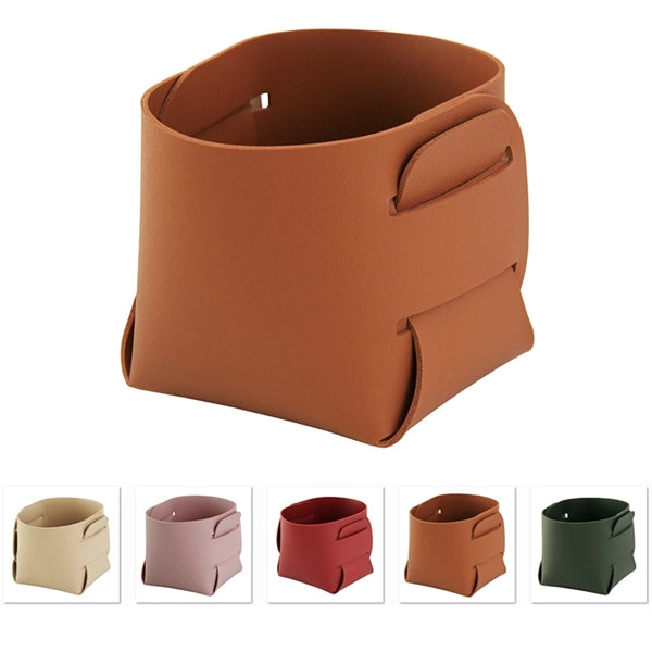 PU Leather Foldable Desk Organizer Storage Brush Pen Holder