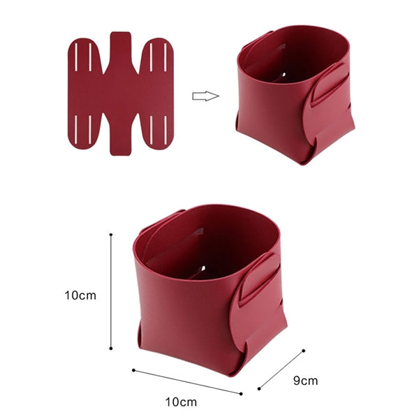 PU Leather Foldable Desk Organizer Storage Brush Pen Holder