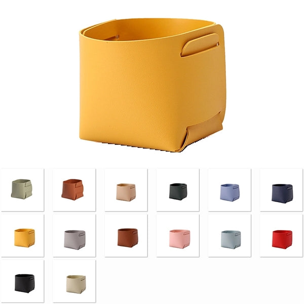 PU Leather Foldable Desk Organizer Storage Brush Pen Holder