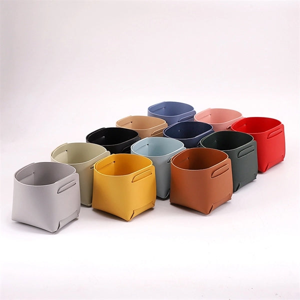 PU Leather Foldable Desk Organizer Storage Brush Pen Holder