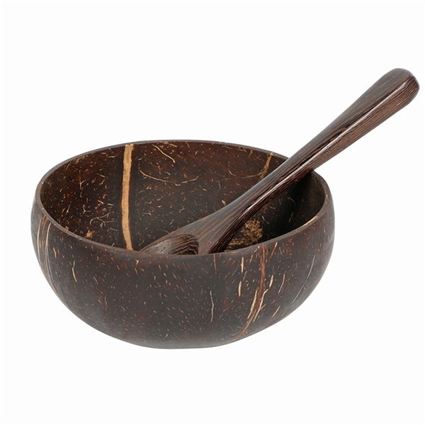 Coconut Bowls and Wooden Spoon Set