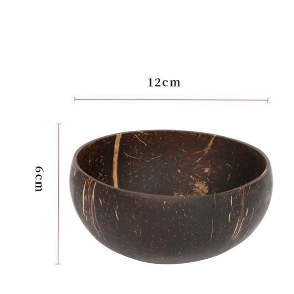 Coconut Bowls and Wooden Spoon Set