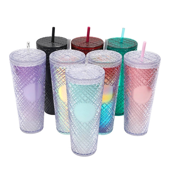 24oz Iridescent Studded Double Wall Tumbler Iced Coffee Cup