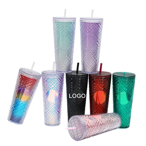 24oz Iridescent Studded Double Wall Tumbler Iced Coffee Cup
