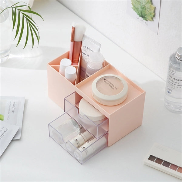 Pen Holder Desk Organizer Storage With 2 Independent Drawers