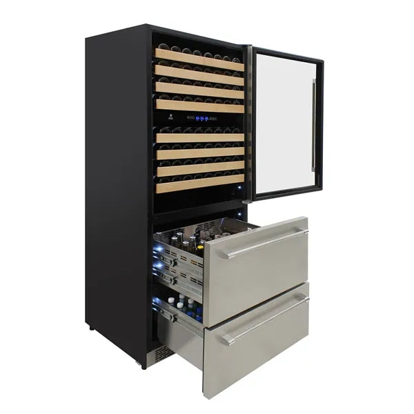 Vinotemp - 135 Bottle Triple-Zone Wine Cooler - Stainless