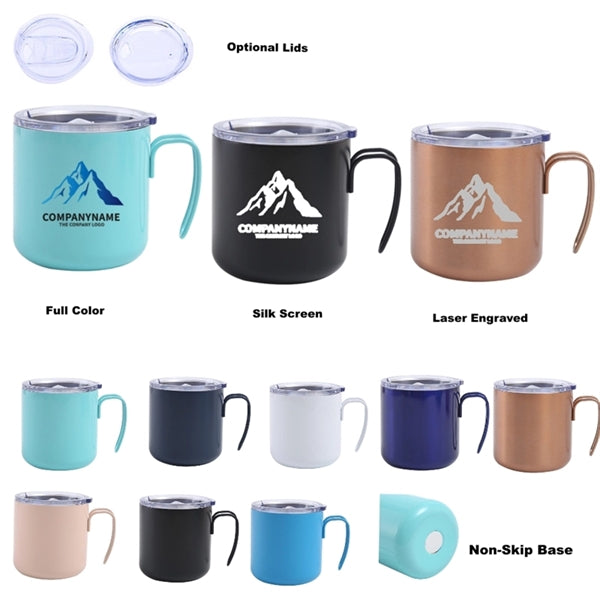 12 oz Stainless Steel Double Wall Coffee Cup With Handle