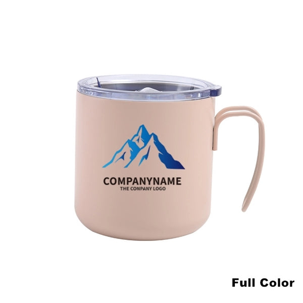 12 oz Stainless Steel Double Wall Coffee Cup With Handle