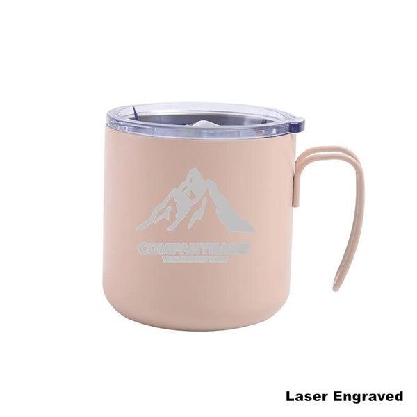 12 oz Stainless Steel Double Wall Coffee Cup With Handle