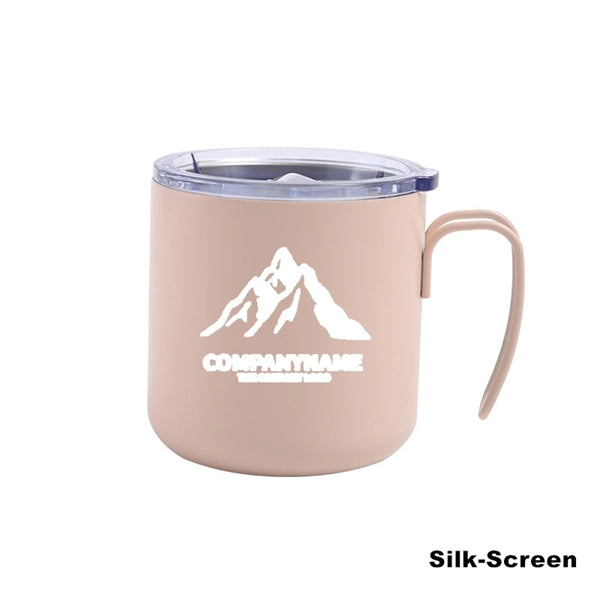 12 oz Stainless Steel Double Wall Coffee Cup With Handle