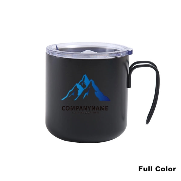 12 oz Stainless Steel Double Wall Coffee Cup With Handle