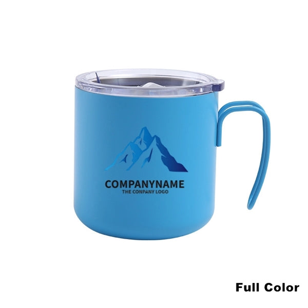 12 oz Stainless Steel Double Wall Coffee Cup With Handle