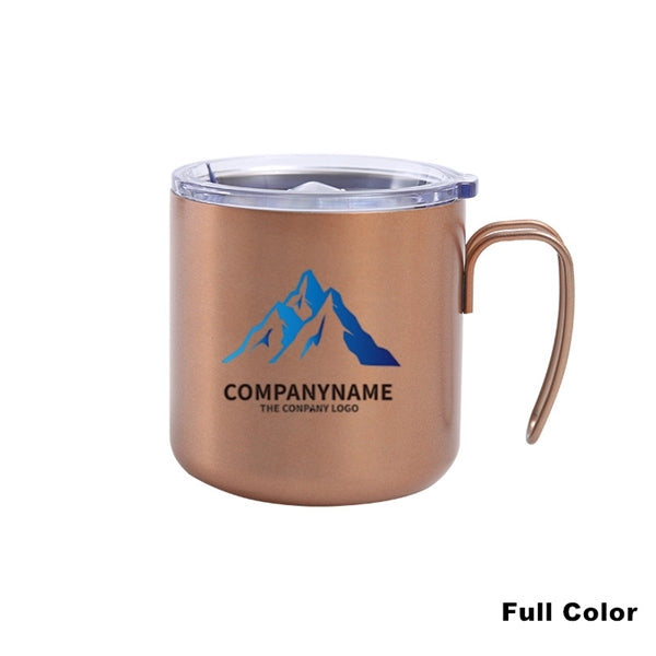 12 oz Stainless Steel Double Wall Coffee Cup With Handle