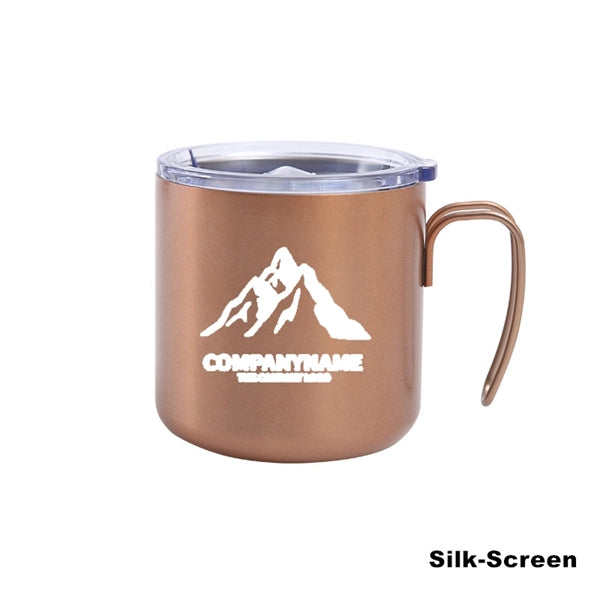 12 oz Stainless Steel Double Wall Coffee Cup With Handle