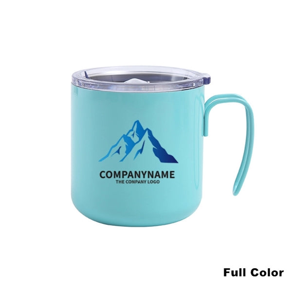 12 oz Stainless Steel Double Wall Coffee Cup With Handle