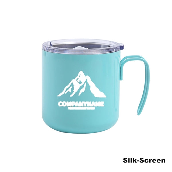 12 oz Stainless Steel Double Wall Coffee Cup With Handle