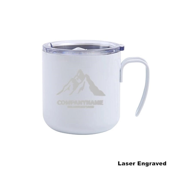12 oz Stainless Steel Double Wall Coffee Cup With Handle