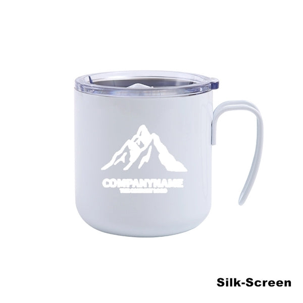 12 oz Stainless Steel Double Wall Coffee Cup With Handle