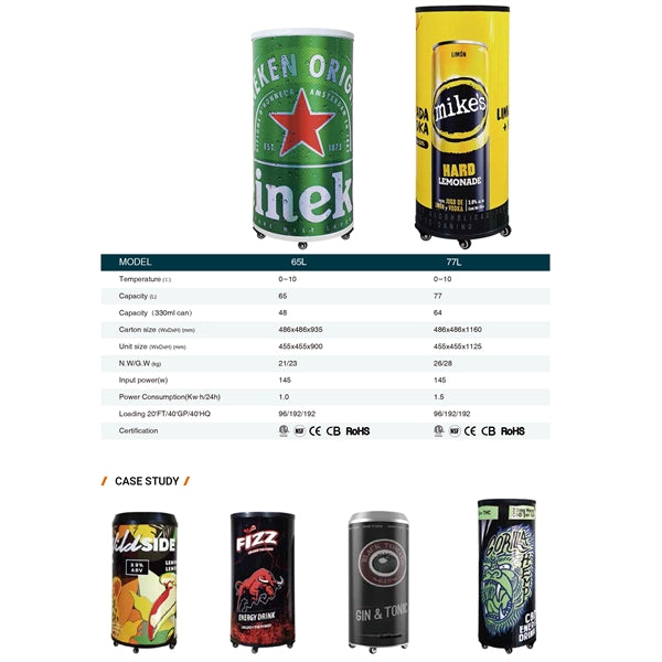 2.3 Cu Ft 65L Round Barrel Electric Beverage Party Cooler