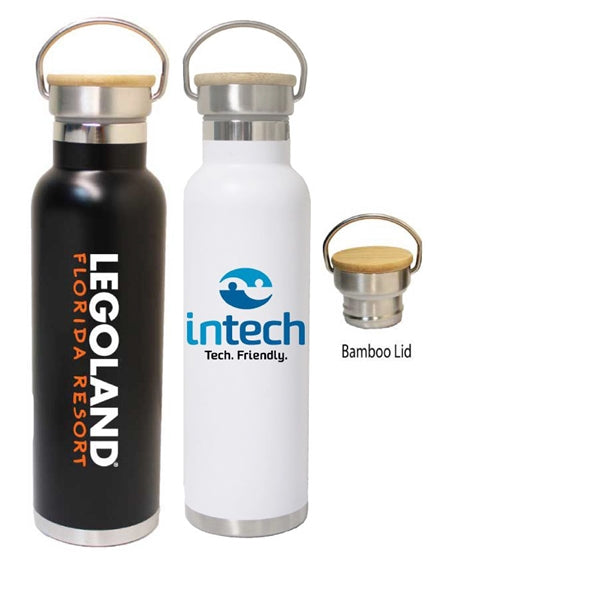 22 Oz. Vacuum Bottle/Flask w/ Bamboo or Metal Lid