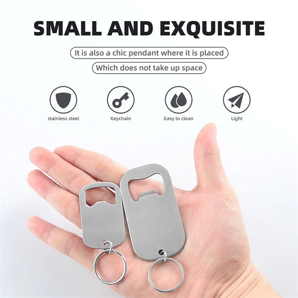 Stainless Steel Flat Beer Bottle Opener Keychain