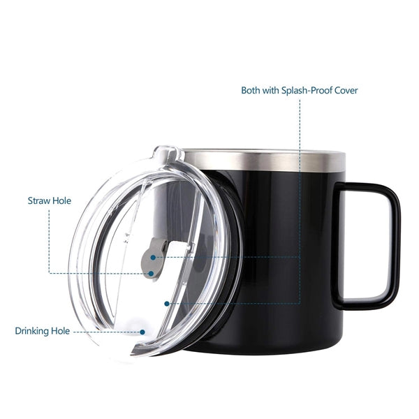 14Oz Stainless Steel Insulated Coffee Mug With Handle