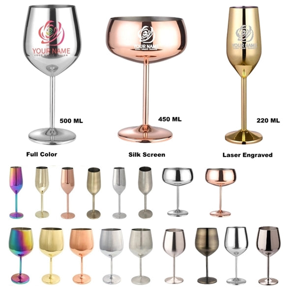 17oz Stainless Steel Wineglasses Stemmed Unbreakable Goblets