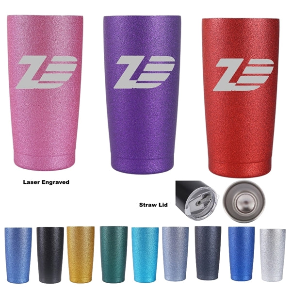 20 oz Glitter Coated Stainless Steel Insulated Wine Tumbler