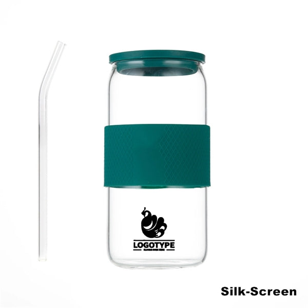 16/20oz Glass Tumbler with Silicone Lids and Sleeve