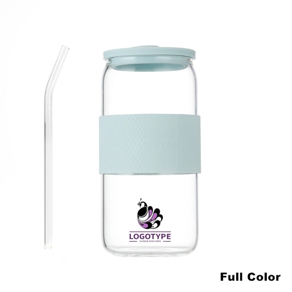 16/20oz Glass Tumbler with Silicone Lids and Sleeve