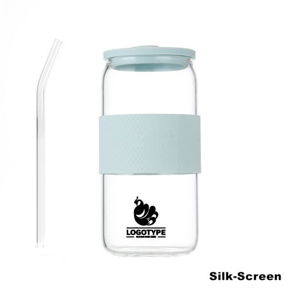 16/20oz Glass Tumbler with Silicone Lids and Sleeve