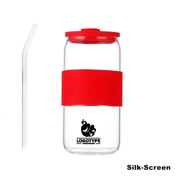 16/20oz Glass Tumbler with Silicone Lids and Sleeve