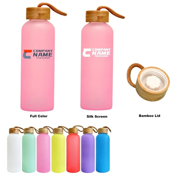 20 oz Sublimation Glass Water Bottles with Bamboo Lid
