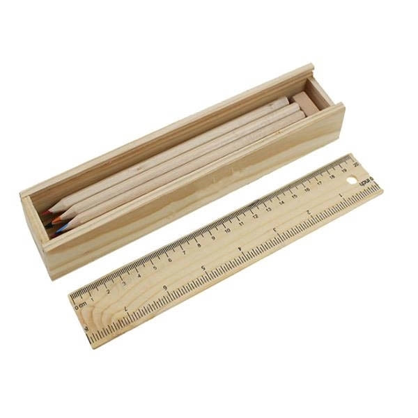 Wooden Drawing Sketch 12 Pieces Colors Pencil Ruler Box Set