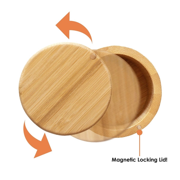 Bamboo Storage Box With Magnetic Swivel Lid