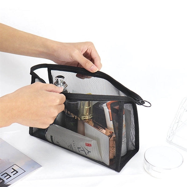 Large Transparent Zipper Mesh Cosmetic Makeup Pouch Bag